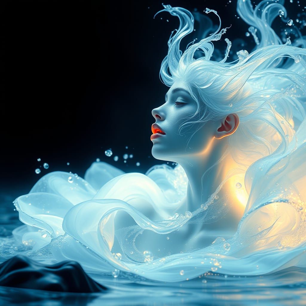 Majestic Water Spirit in a Radiant, Impressionist Style