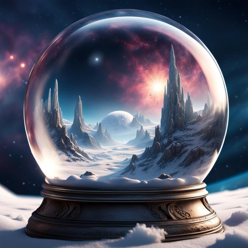 Alien Planet in Snow Globe: Digital Matte Painting