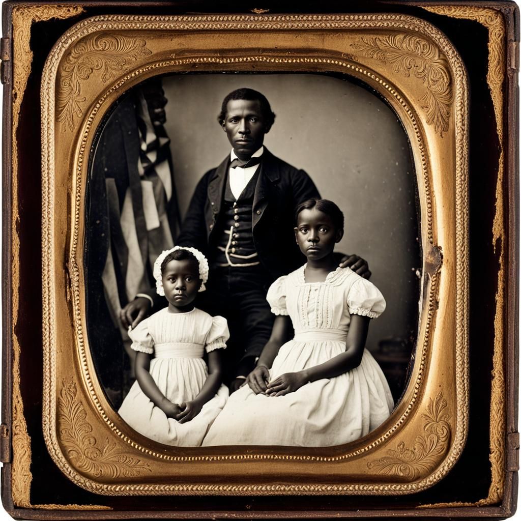 Vintage Photo of African American Mourning Family