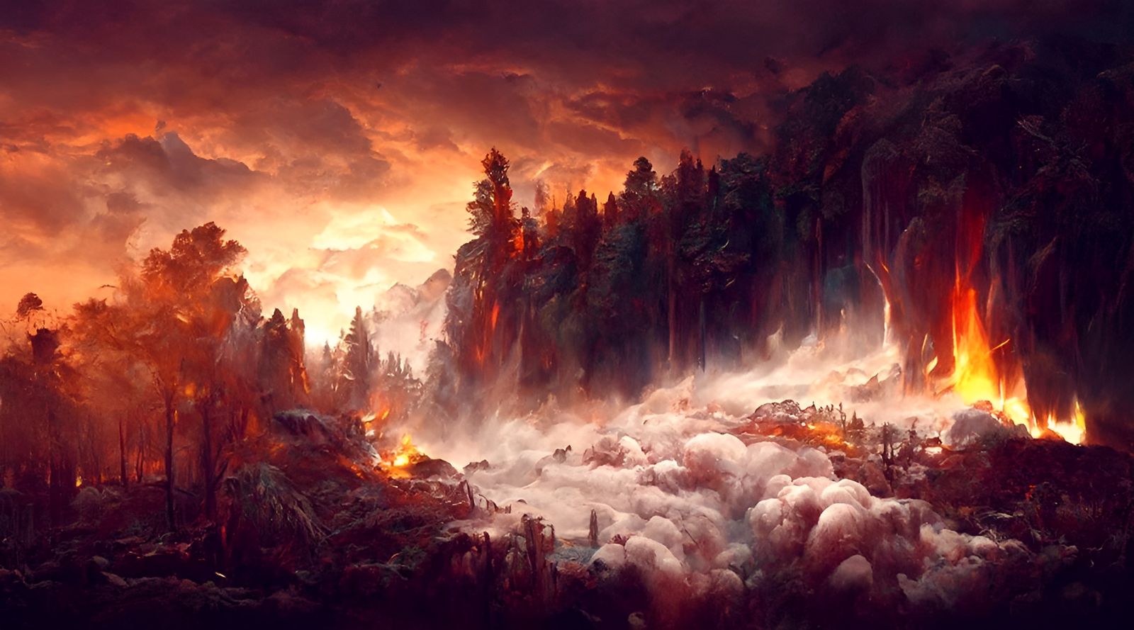Inferno: A Hyperrealistic Mountain Forest Fire