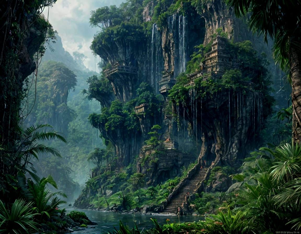 Dark Fantasy Jungle Map in 2D Pixel Art