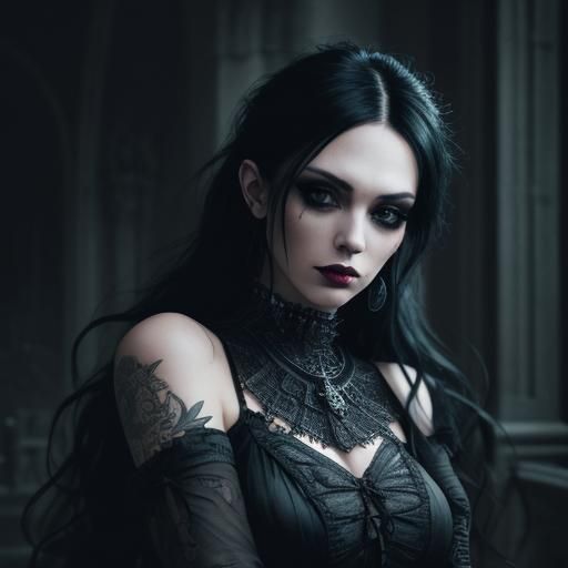 Gothic Punk Woman in Detailed Photorealistic Style