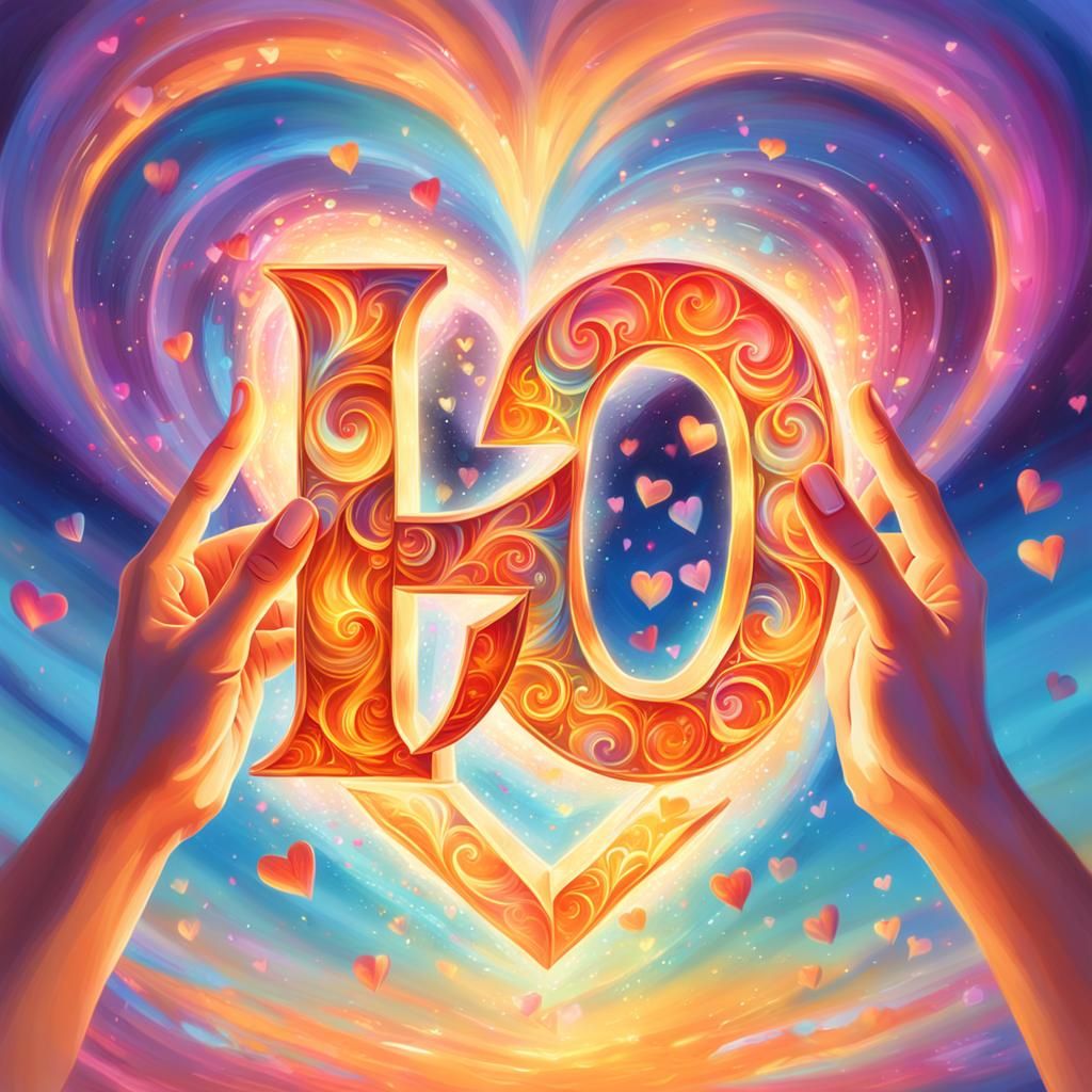 Interconnected Hearts in Vibrant Oil Painting