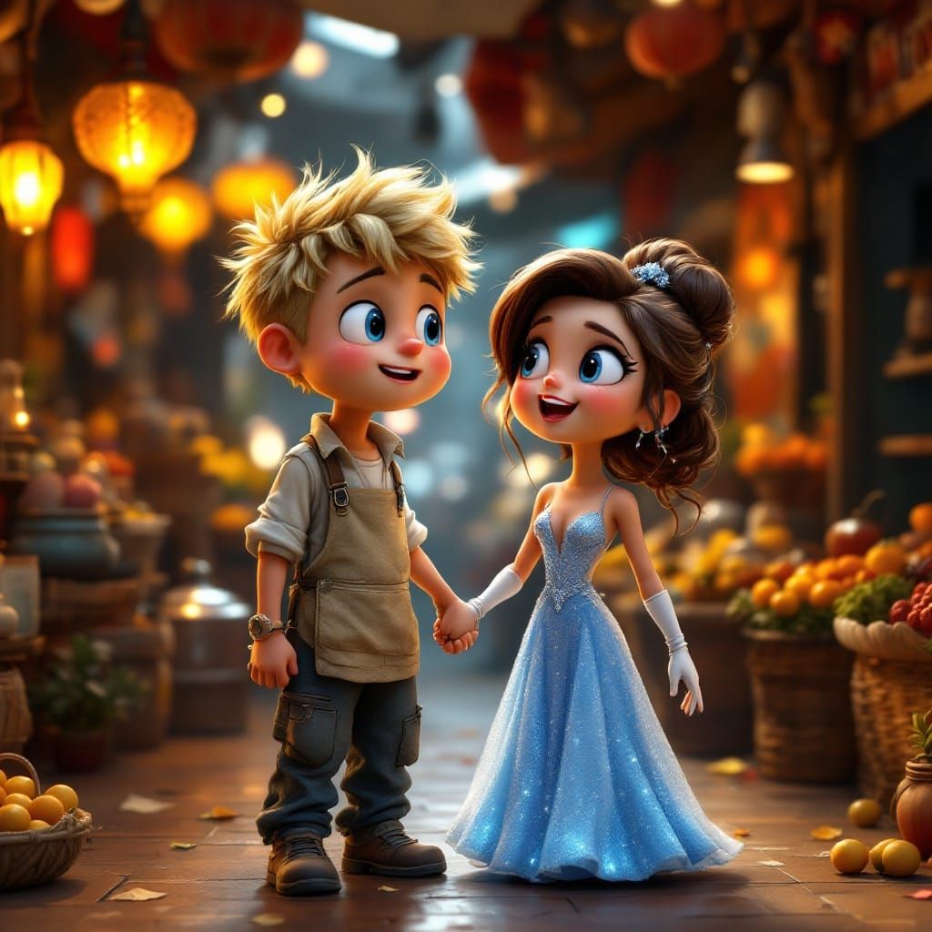 Whimsical Havaterrah Marketplace Scene in Cyberpunk Style