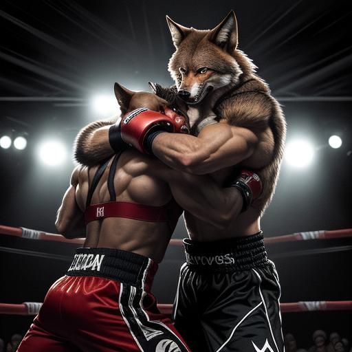 Red Wolf Shifters Boxing in Sparring Ring