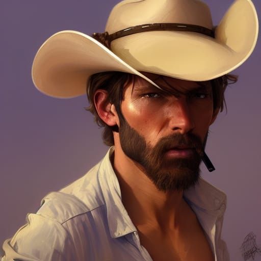 Cowboy Smoking: Hyperdetailed Portrait in Artstation Style
