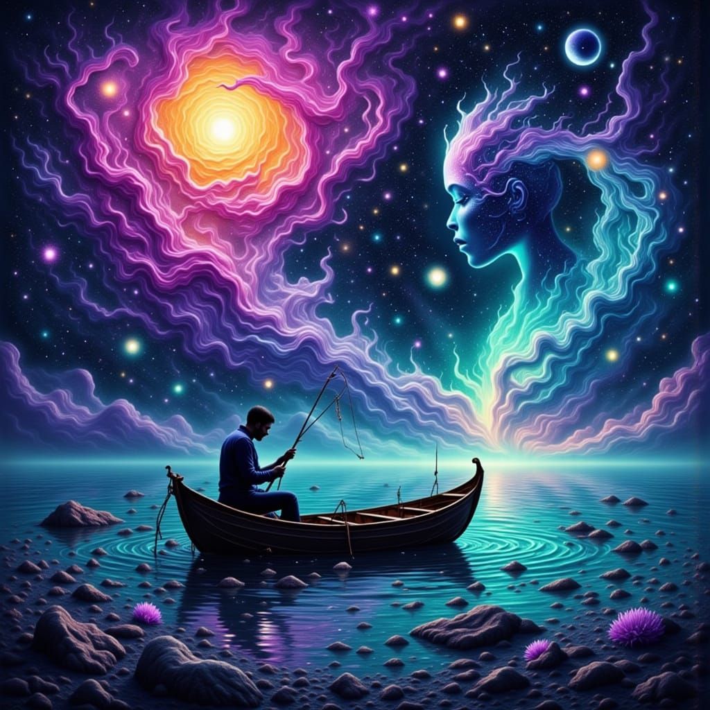 Cosmic Fisherman Adrift in Psychedelic Sea