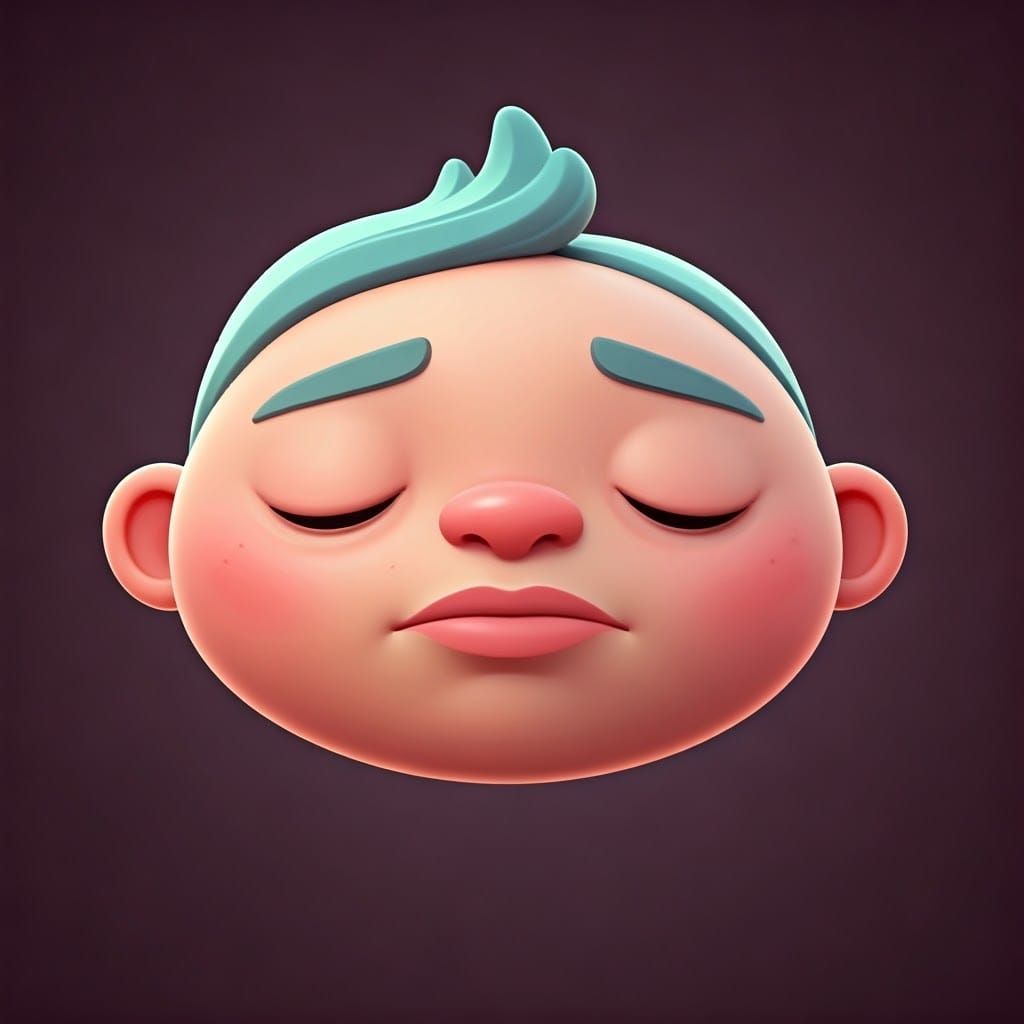Whimsical 3D Character with Closed Mouth