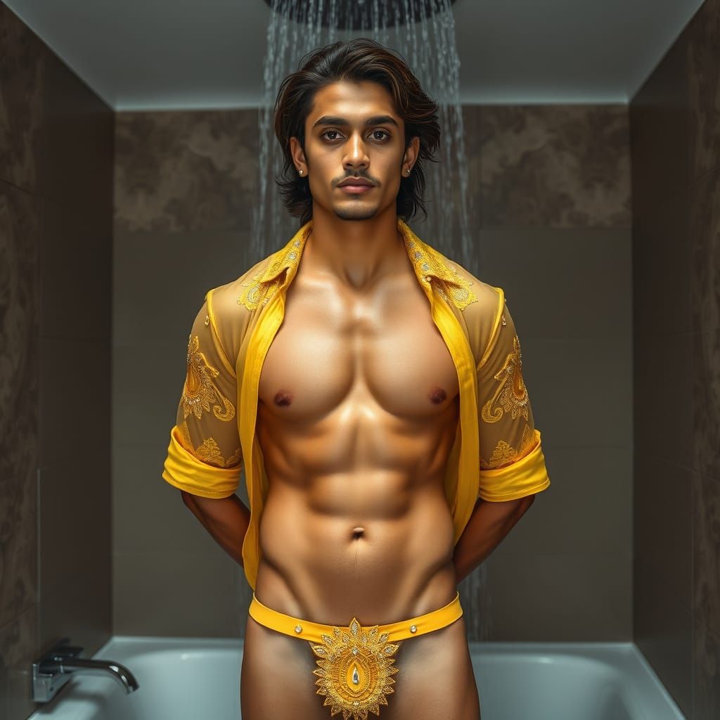 Photorealistic Indian Man with Diamond Thong