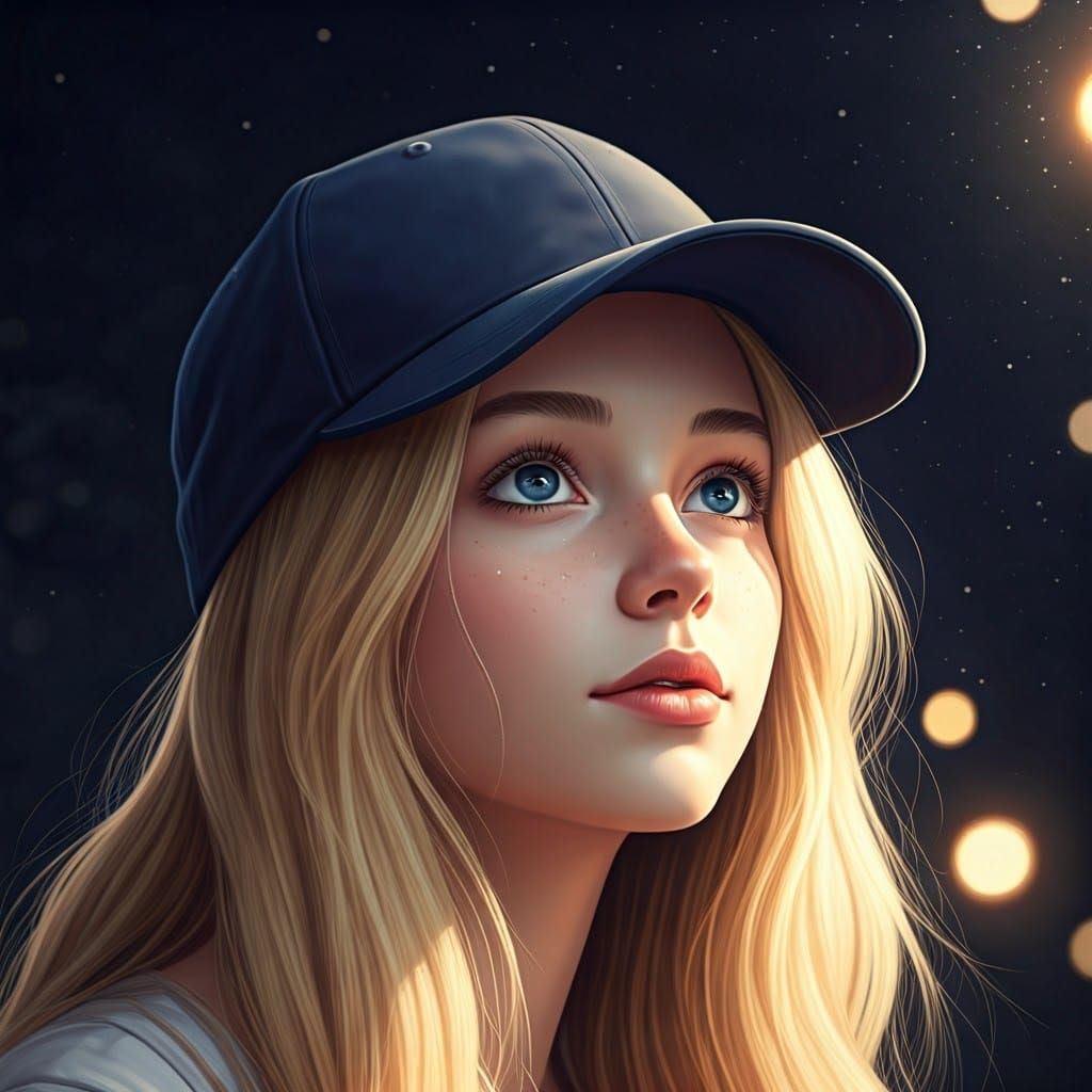 Blue-Eyed Teenager in Digital Painting Style