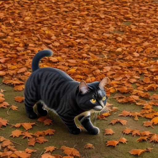 Autumnal Feline: A Cat Made of Leaves