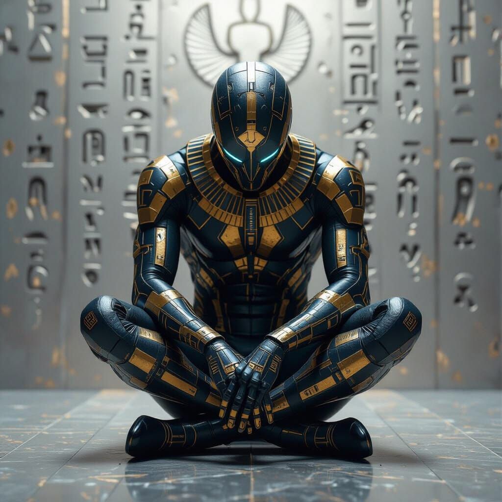 Hieroglyphic Figure in Introspective Pose