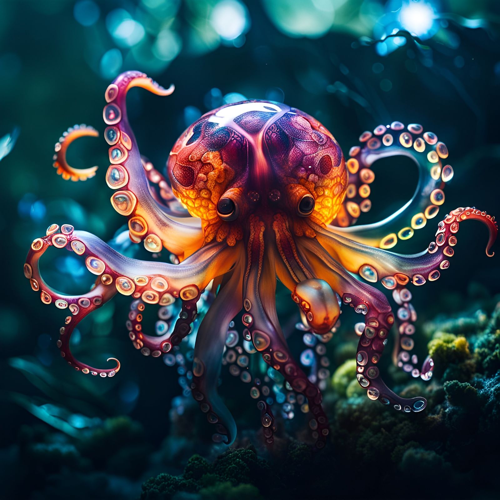 Mystical Crystal Octopus Flower: Surreal Art Photography