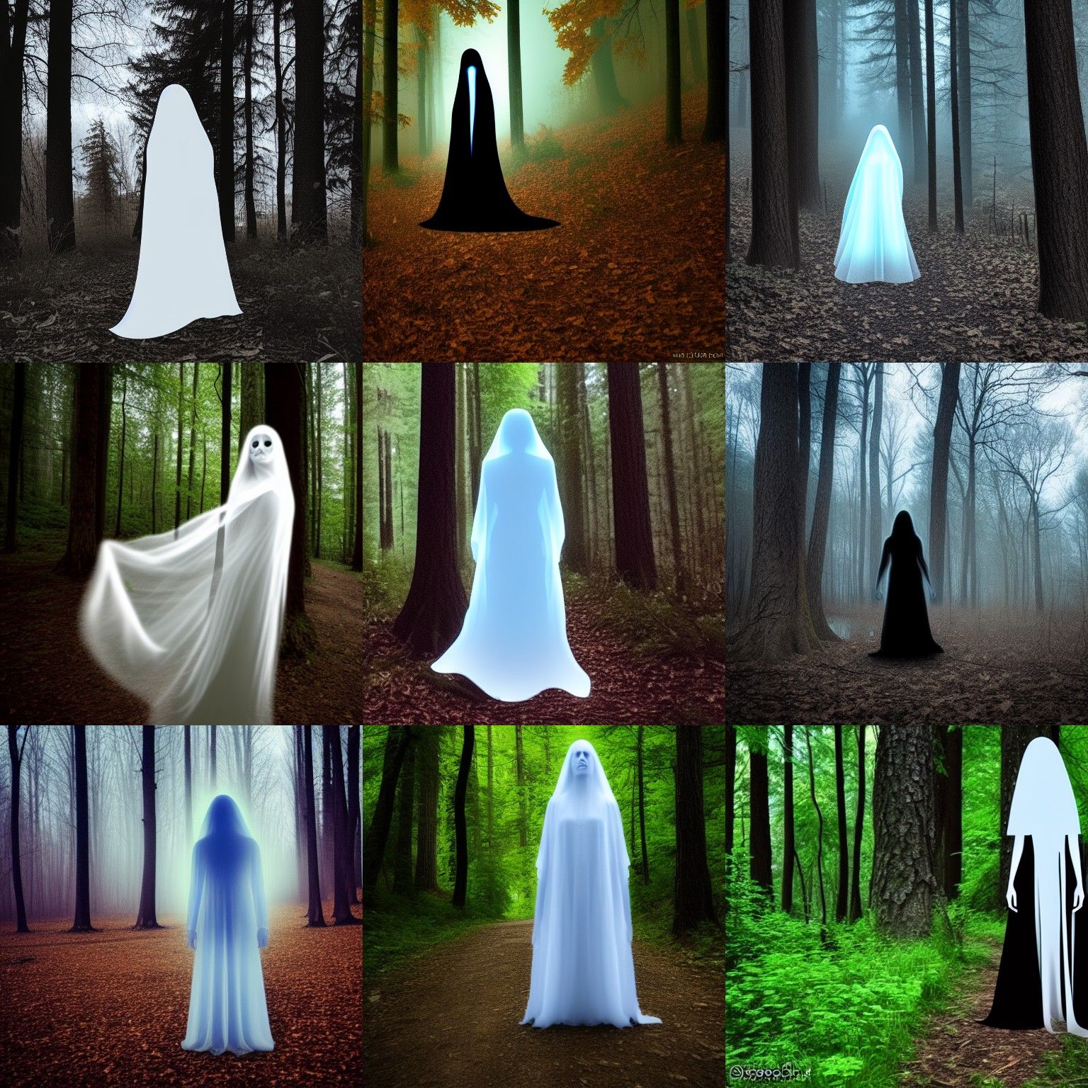 Ethereal Ghost Woman in the Woods
