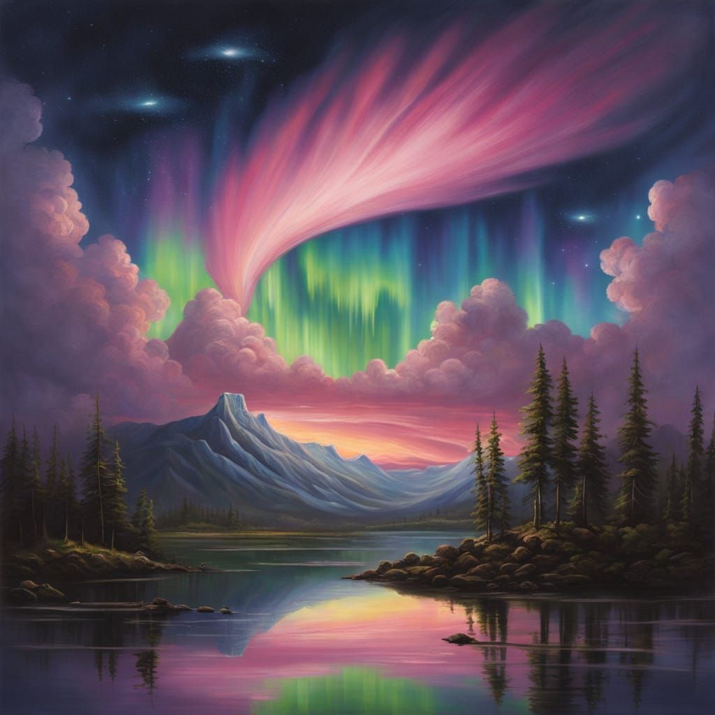 Ephemeral Aurora Skyscape in Vibrant Colors