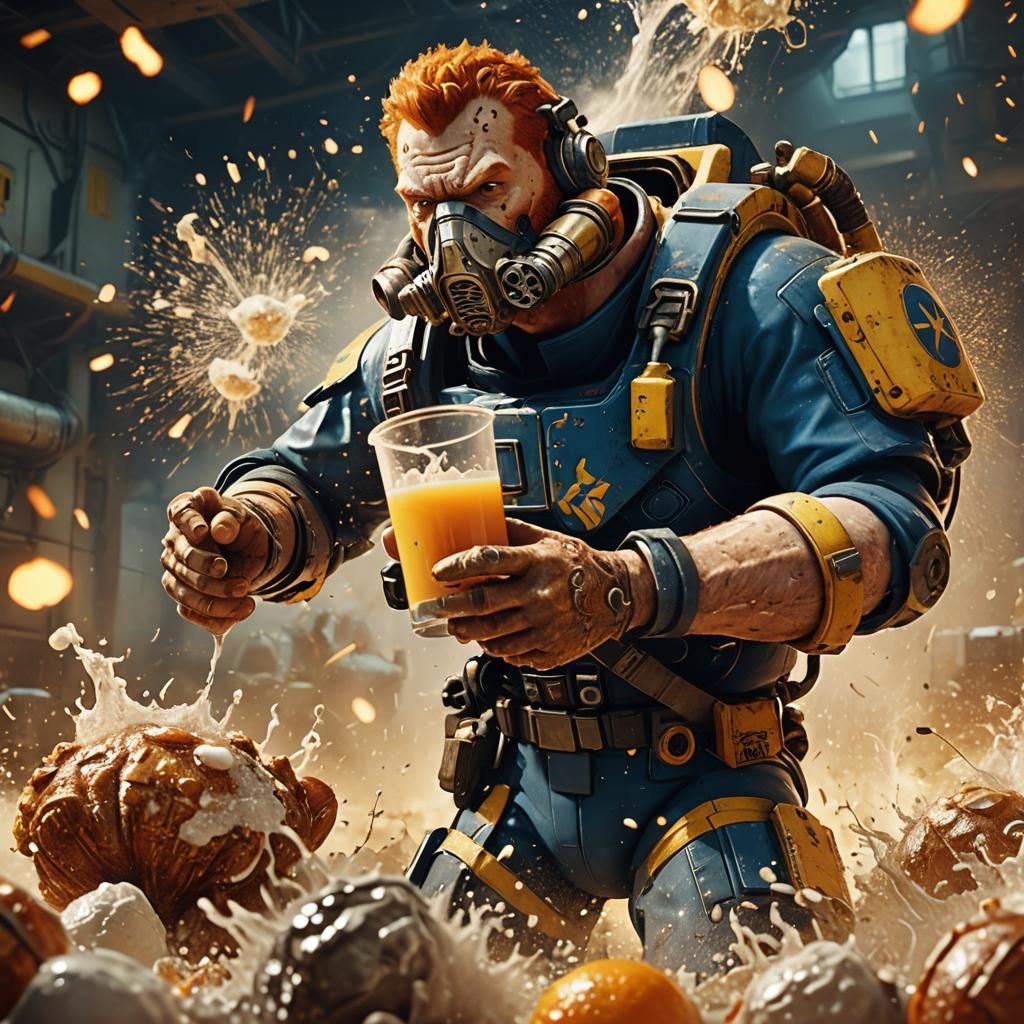 Vault-Tec Man's Clam Juice Explosion: Cinematic Still