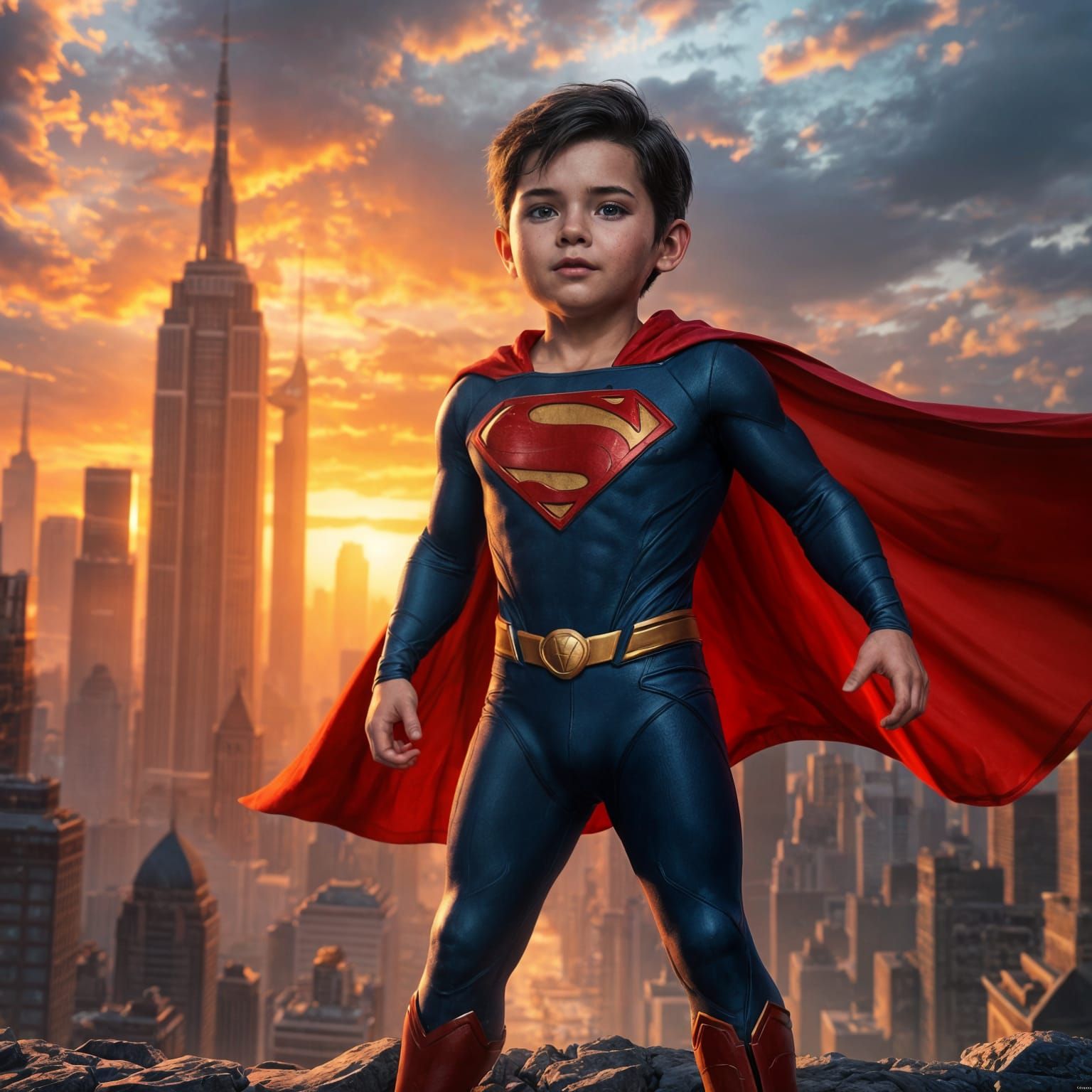Realistic Baby Superman Child in a Fantastical Setting