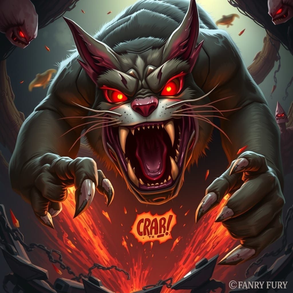 Surreal Demon Cat Charges in Crab-Crazed Fury