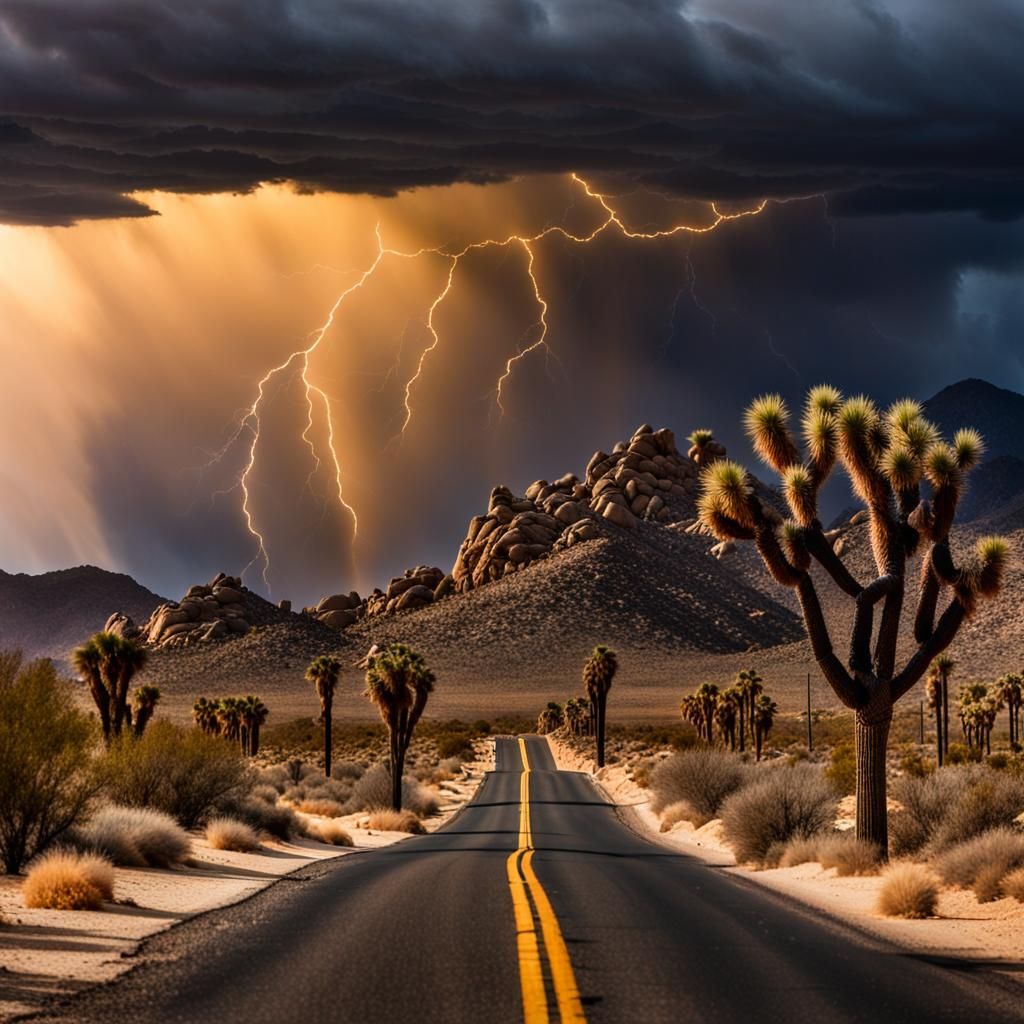 Joshua Tree Rainstorm: Golden Hour Professional Photography
