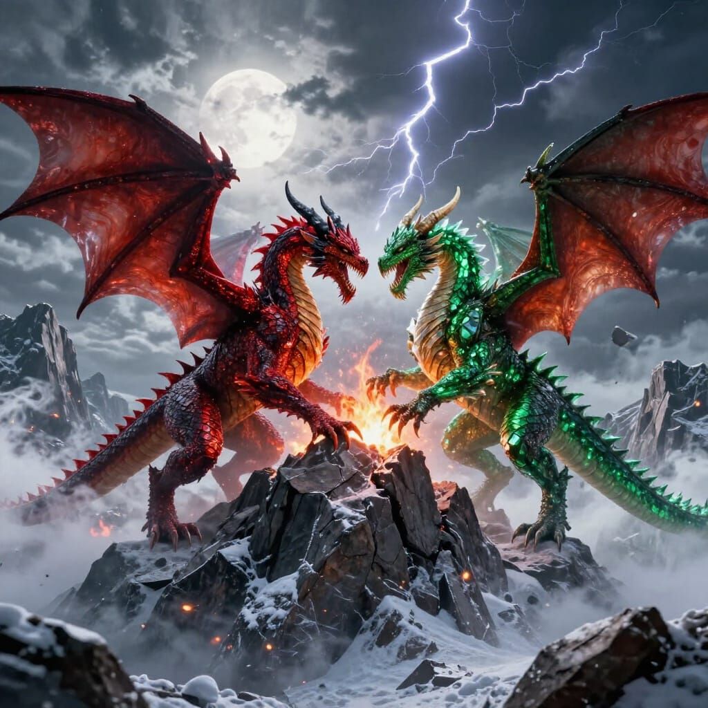 Epic Dragon Battle on Mountain Peak