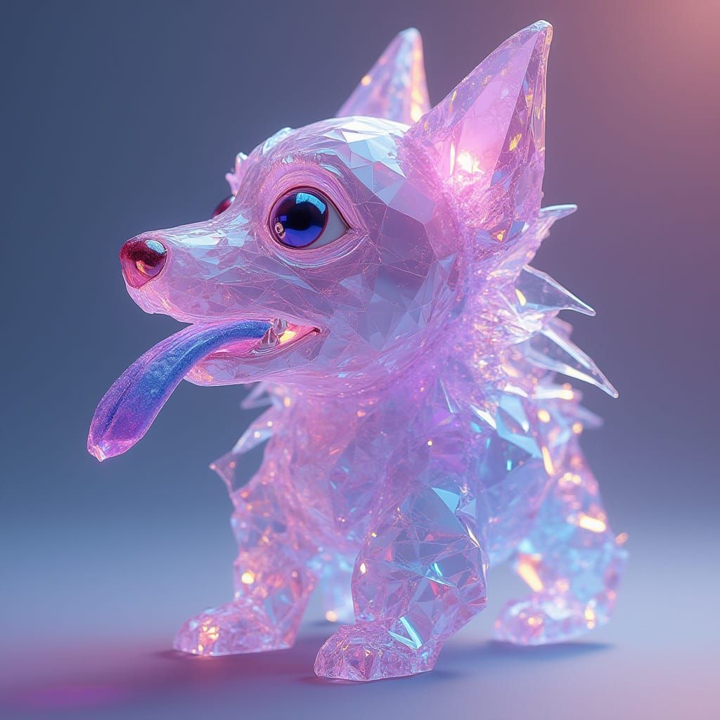 Crystal Canine with Glowing Crystal Tongue