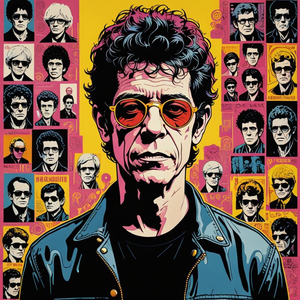 Lou Reed Portrait in Warhol Screenprint Style
