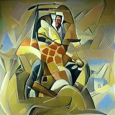 Abstract Cubist Giraffe Ride: Geometric Art