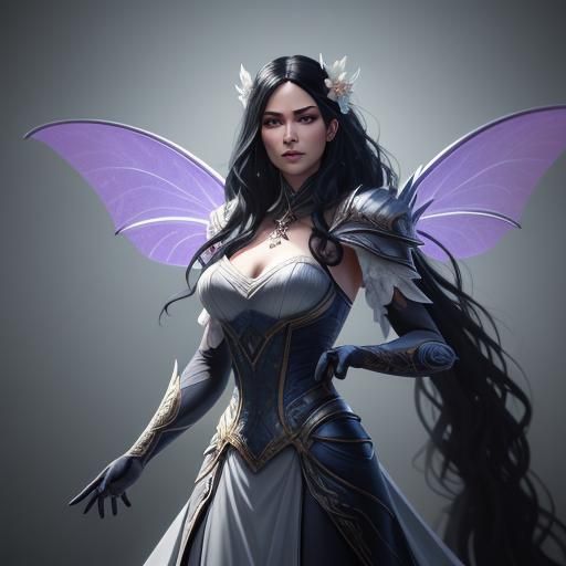 Vampire-Fairy in Wedding Dress: Hyperdetailed Portrait