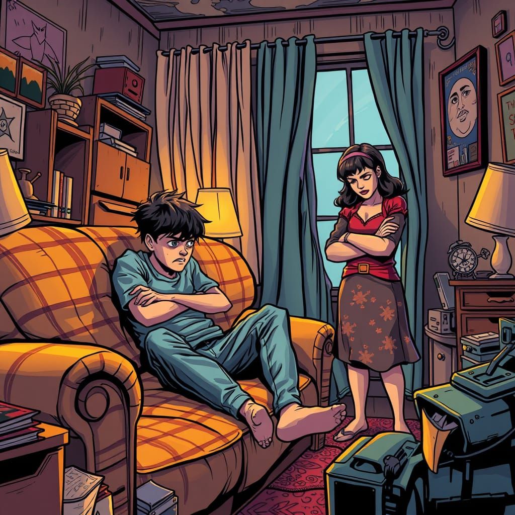 Emotional Argument in a Cozy Living Room