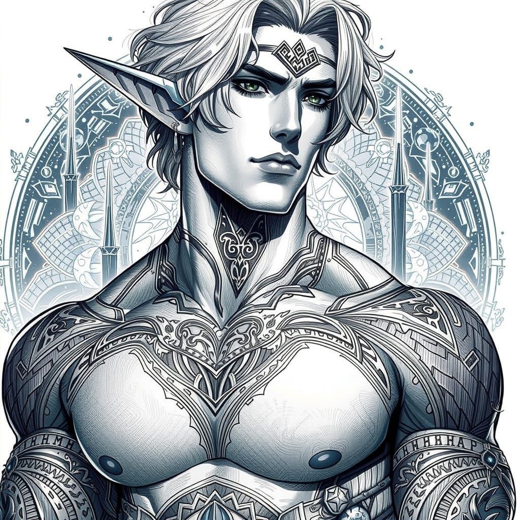 Handsome Bishounen Elf Portrait in Fantasy Style