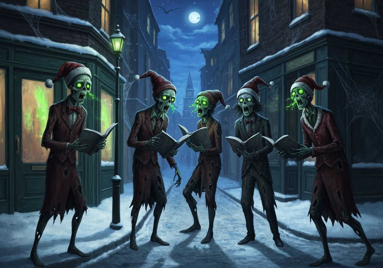 Zombie Carolers on Victorian Street at Twilight
