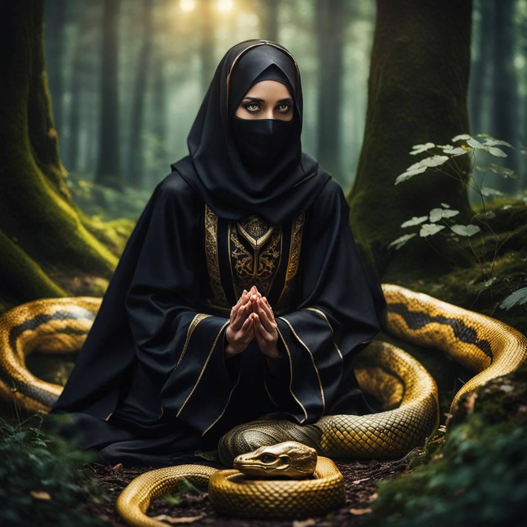 Female Rogue Praying in a Forest, Professional Photography