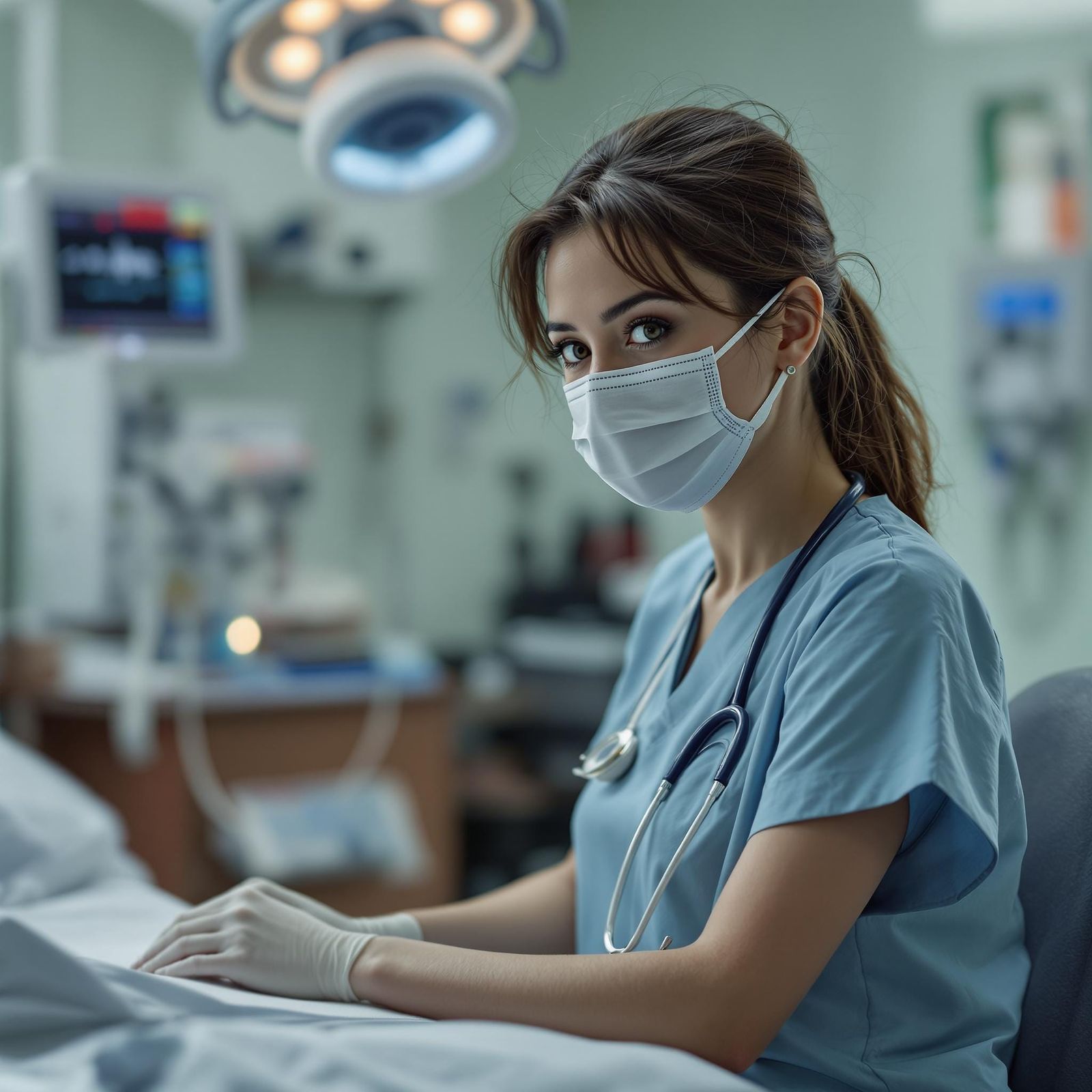 Hyperrealistic Doctor's Office Scene with Nurse