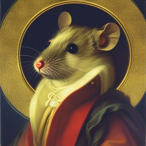 Giant Jupiterian Mouse Reading Marx in Classic Style