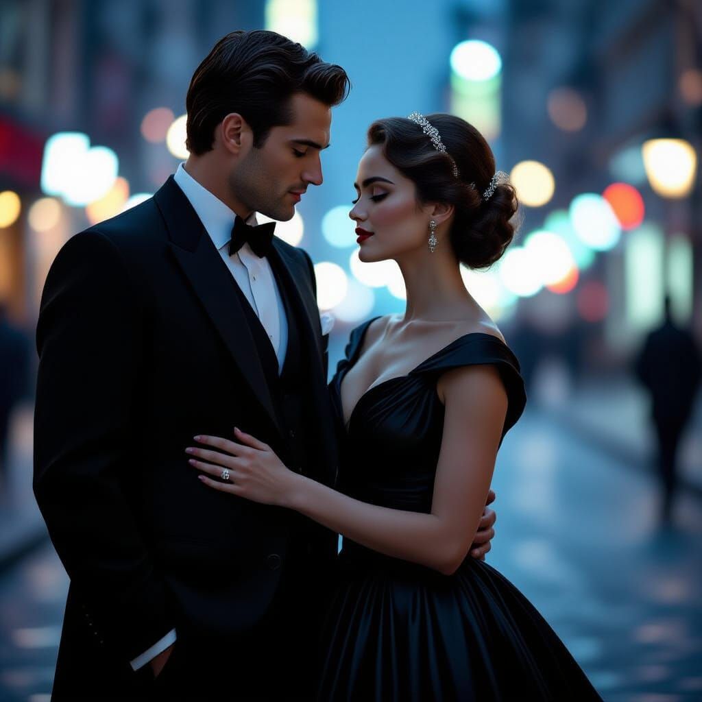 Woman Falls in Love: Hitchcock-Inspired Cinematic Scene