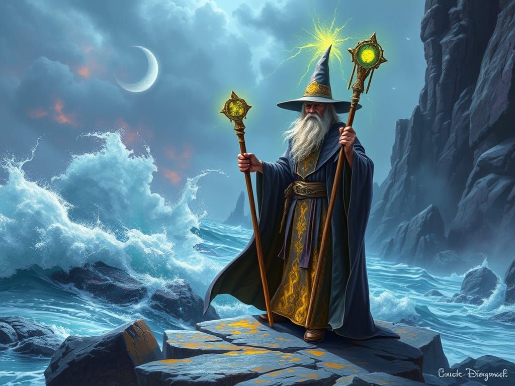 Mystical Seashore Wizard Radiates Uranium Energy