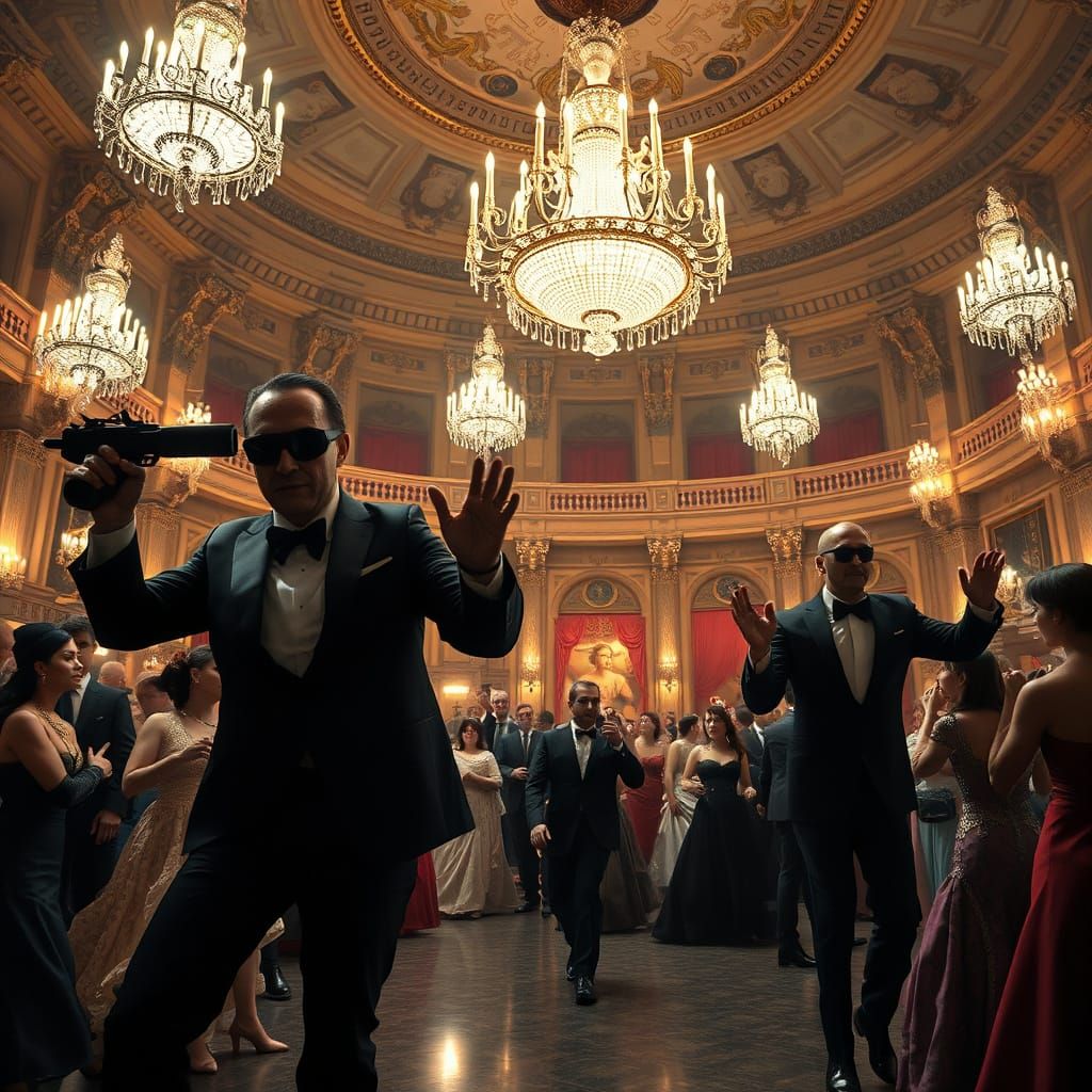 Men in Black at Baroque Opera Masquerade