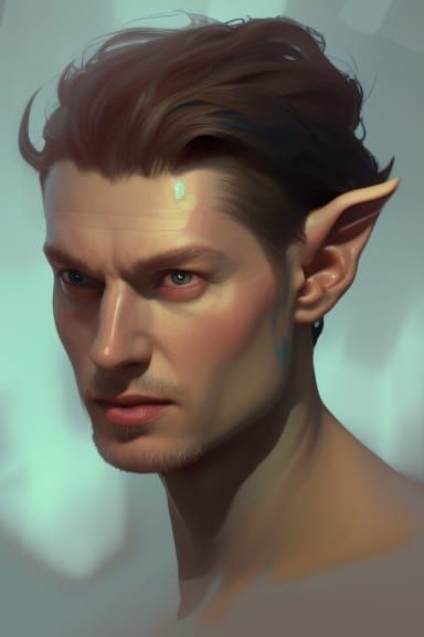 Detailed Elf Man Portrait in Artgerm Style