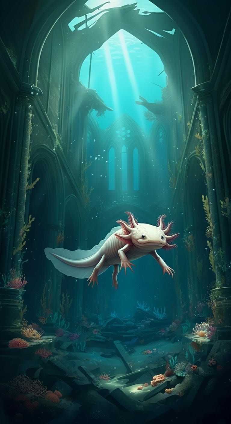 Axolotl Lobster Hybrid in Sunken Cathedral
