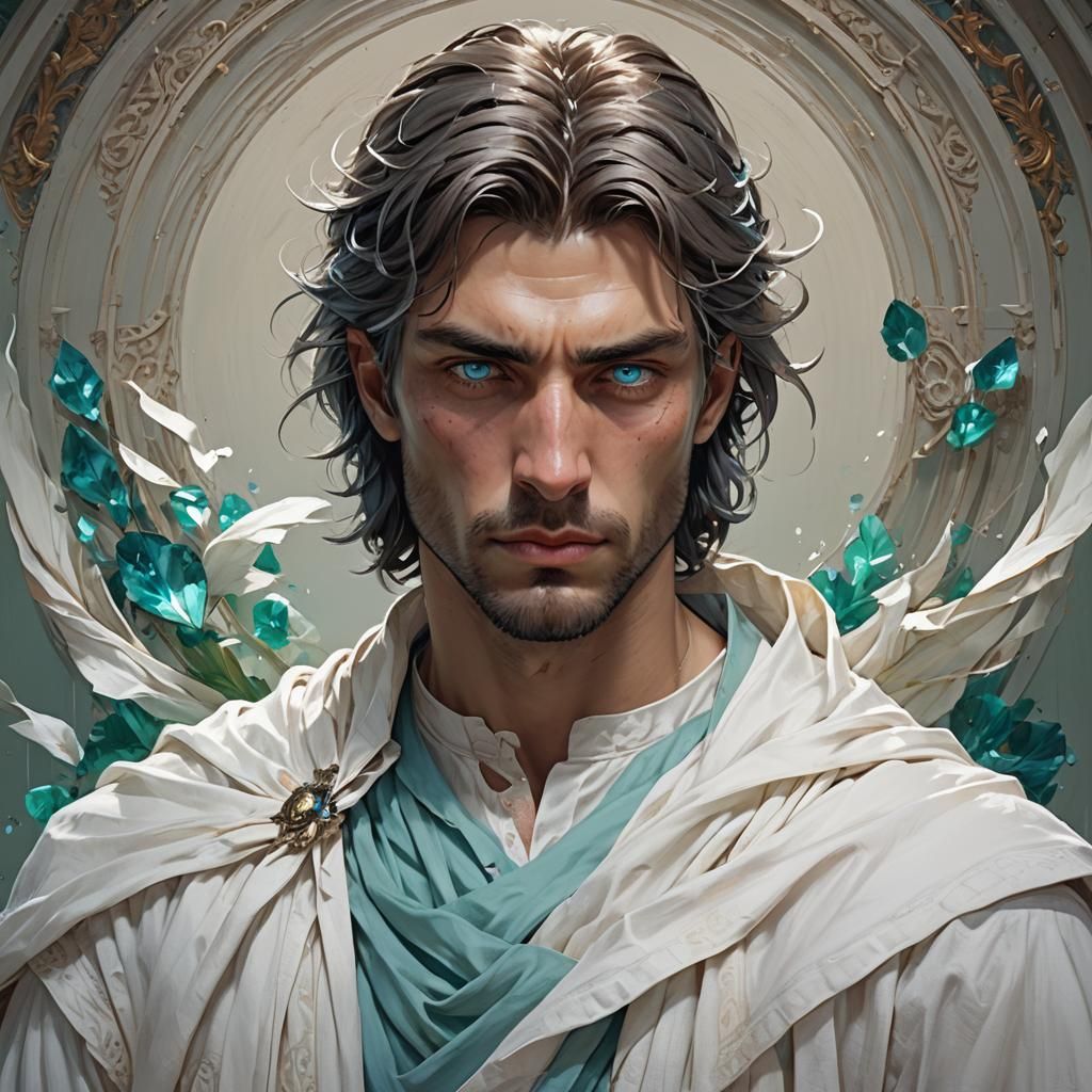 Portrait of a Stoic Italian Man in Digital Art Style