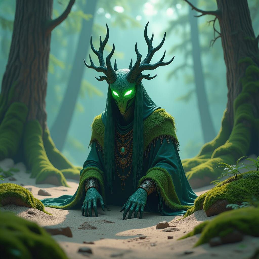 Emerald Forest Spirit in Volumetric Light