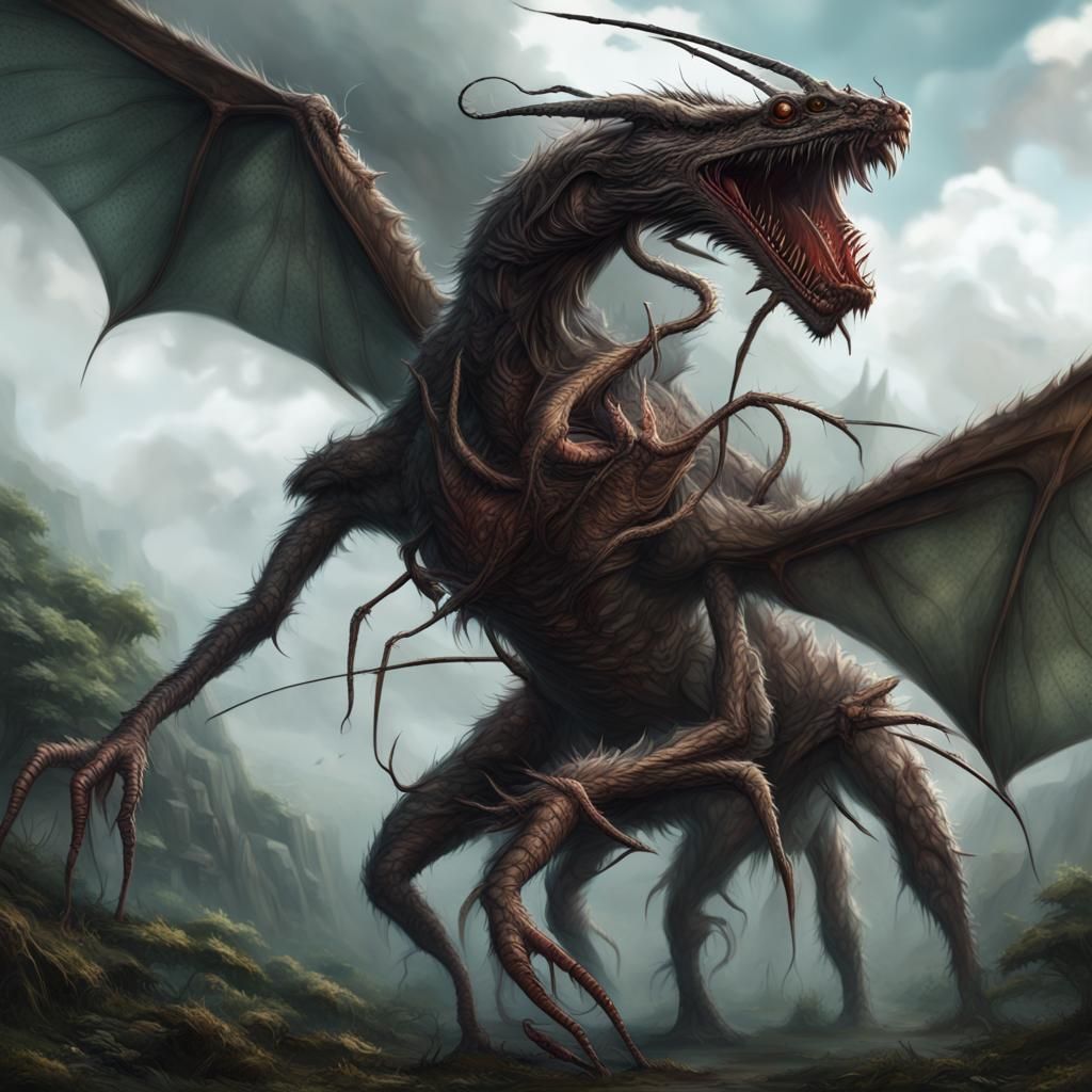 Epic Mosquito Dragon Mutant Creature: Digital Matte Painting