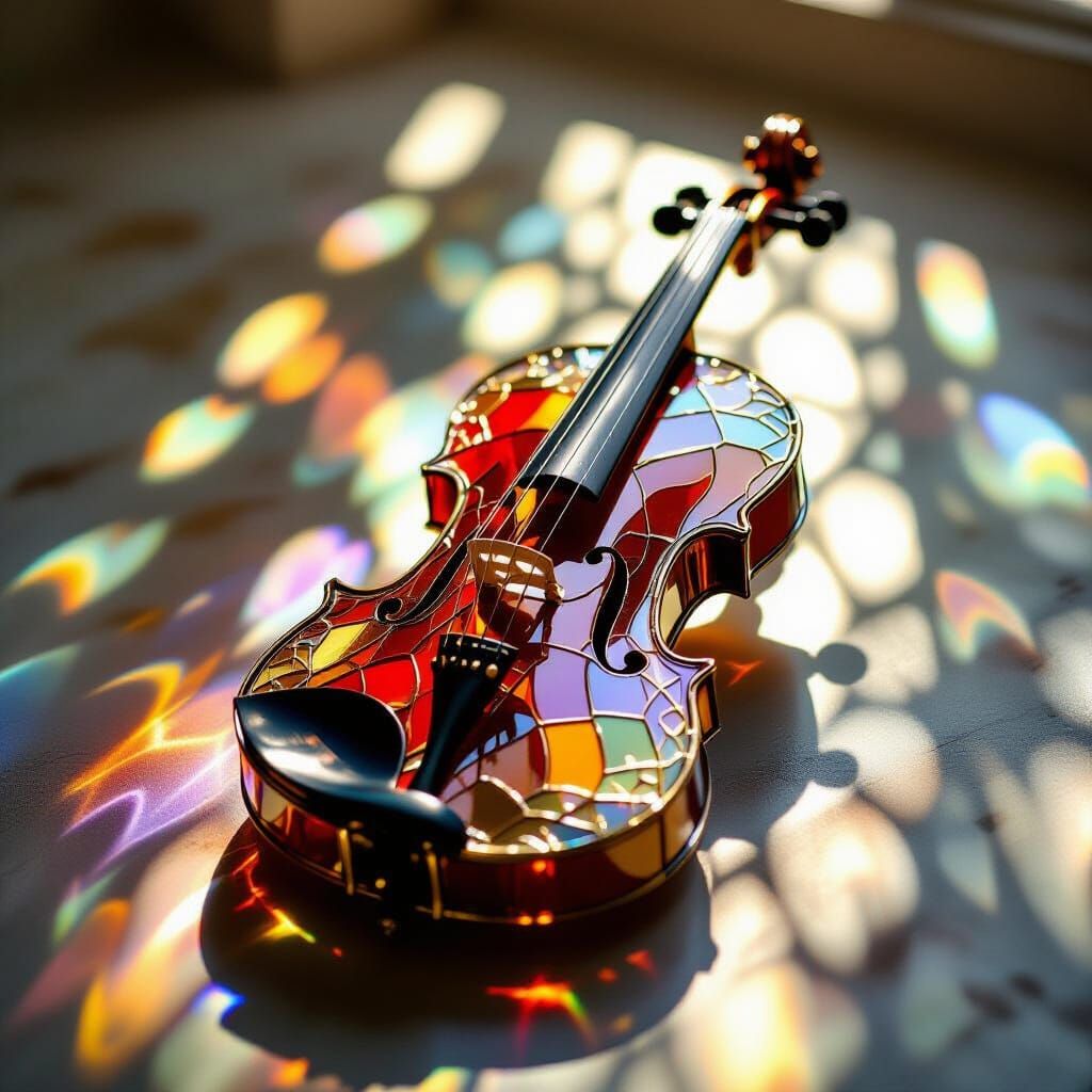 Glass Violin with Kaleidoscopic Reflections