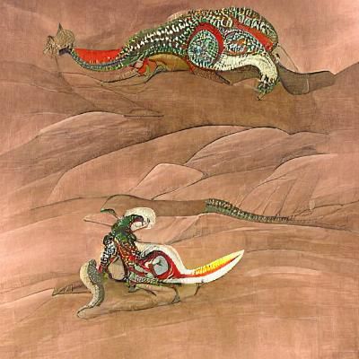 Beduin Warrior Riding a Giant Lizard