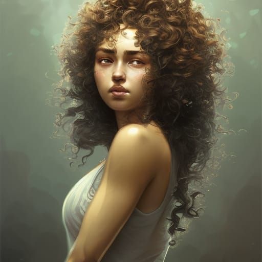 Tanned Woman Portrait in Hyperdetailed Art Style