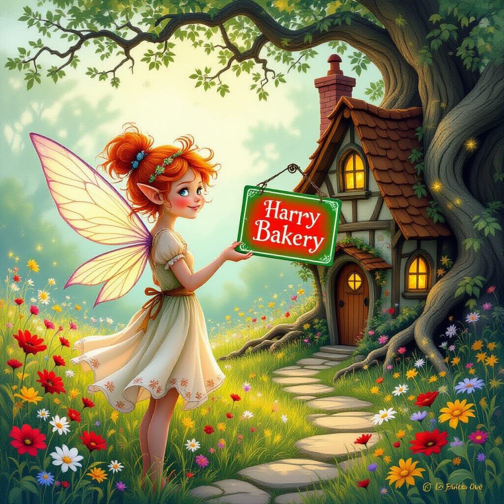 Ginger Pixie Longs for Bakery in Dreamlike Scene