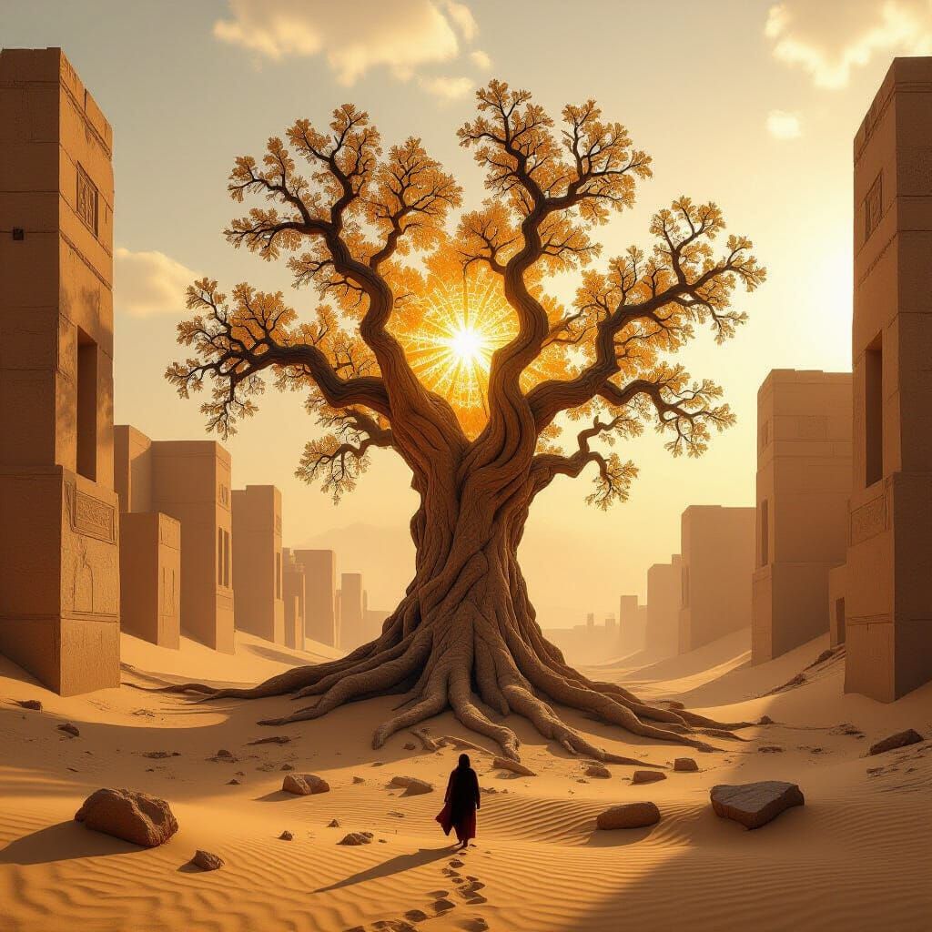 Ancient Futuristic Tree Emerges From Brutalist Ruins