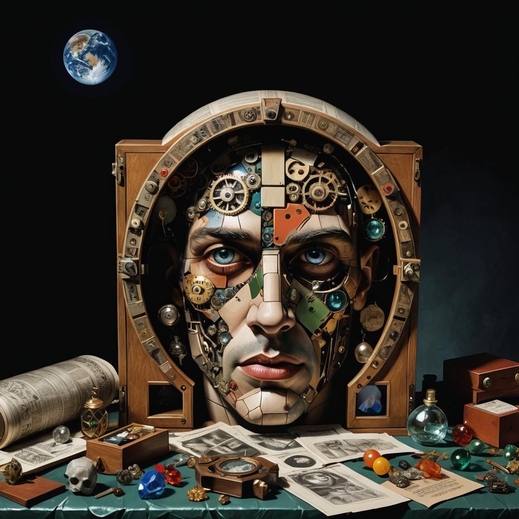 Surreal Cabinet of Curiosities Man: Digital Art