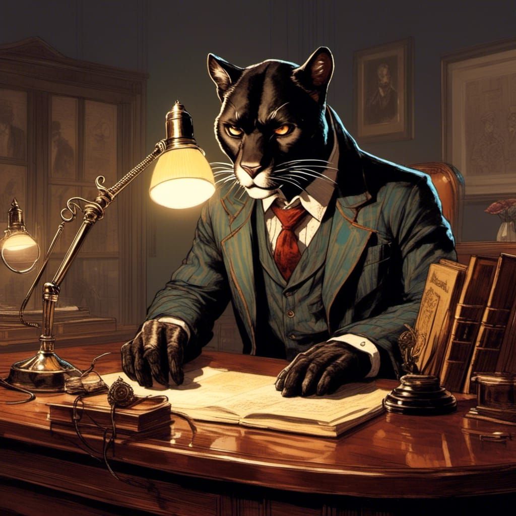 Blacksad at his desk