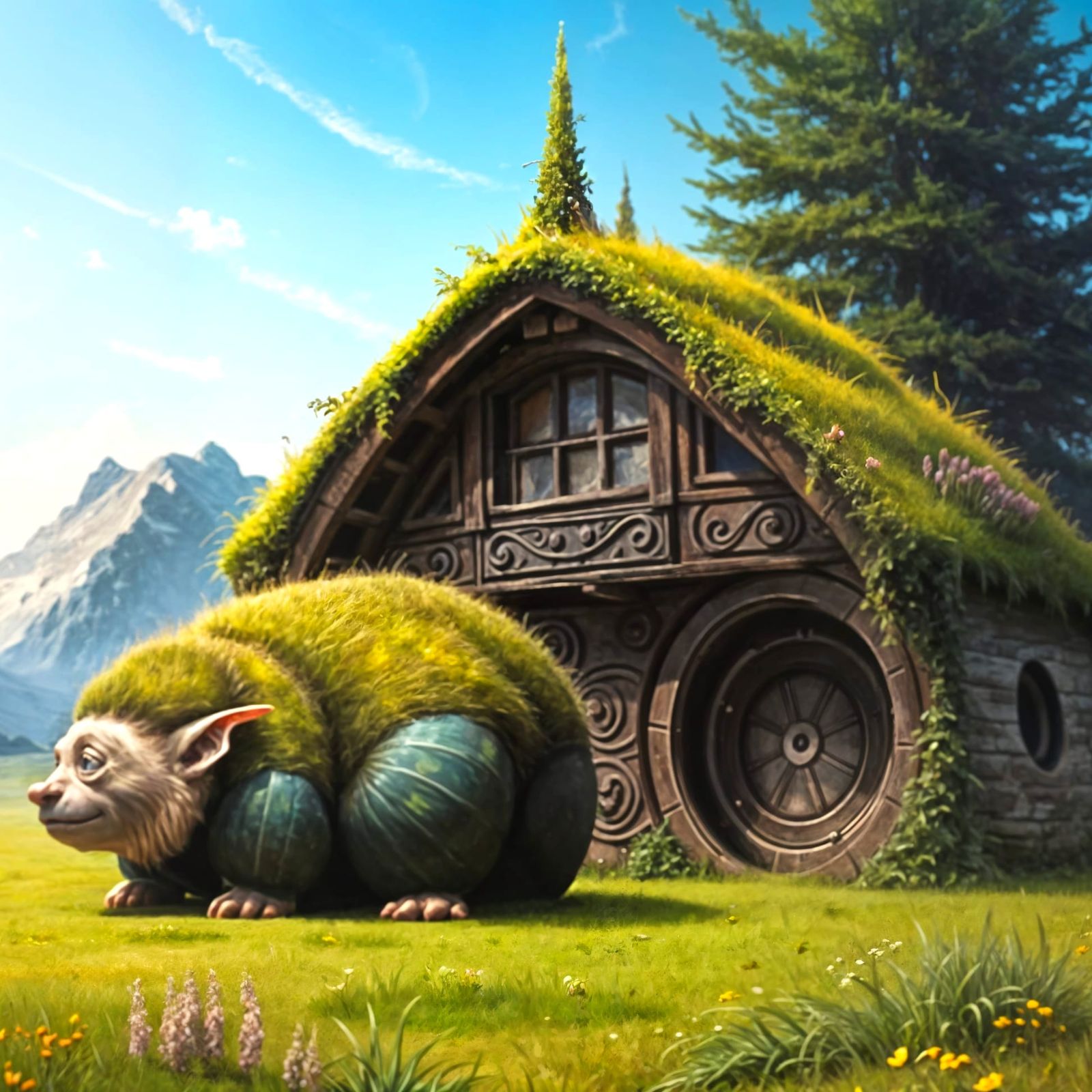 Hyperrealist Sci-Fi Hobbits in Whimsical Retro Settings